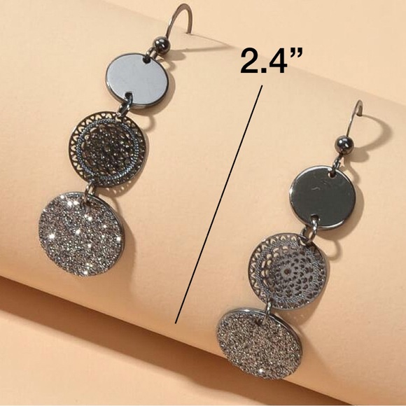Any 4/$25! Gunmetal Mixed Texture Drop Earrings - Picture 4 of 6